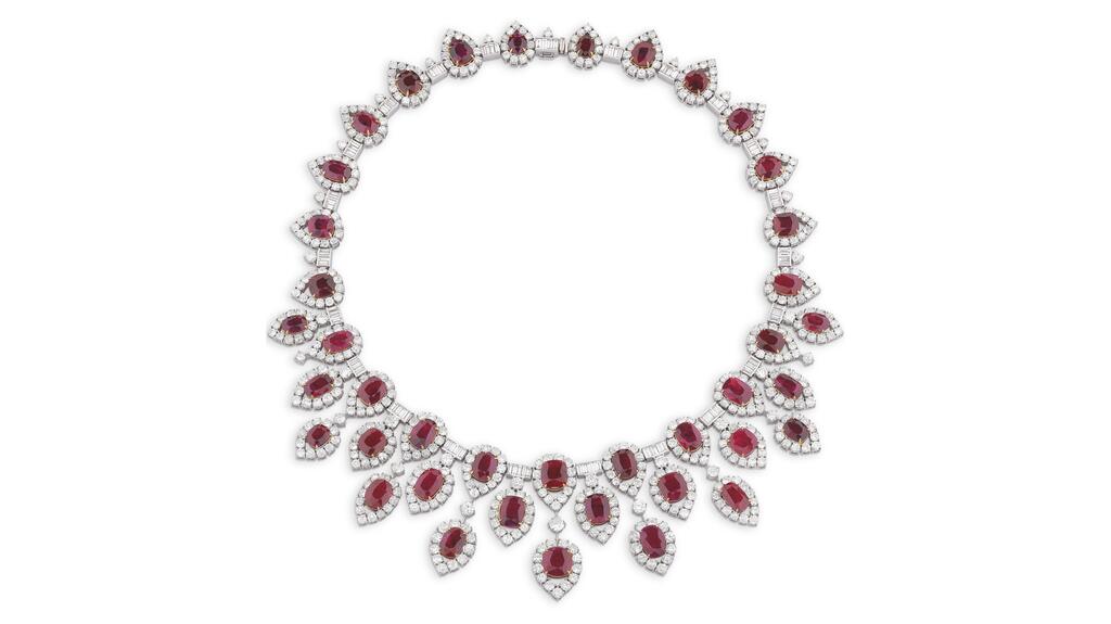 A Burmese ruby and diamond necklace Burmese ruby and diamond necklace
